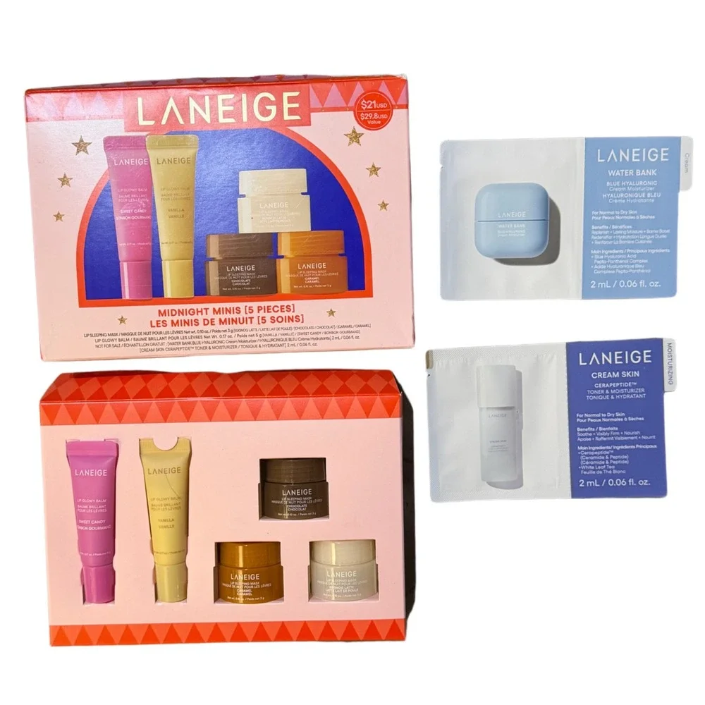 NWT Laneige Midnight Minis 5 Pc Gift Set Lip Mask Balm Water Bank Samples‎